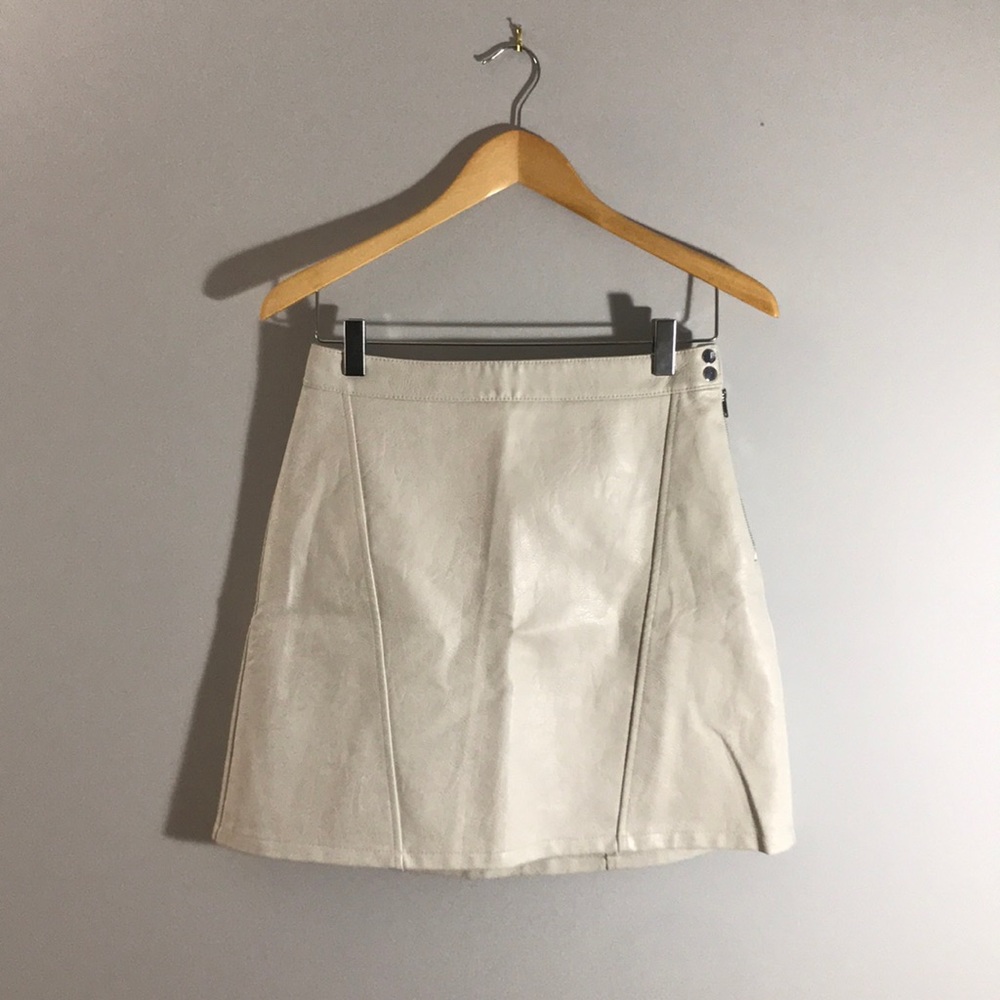 Zara White Leather Mini Skirt